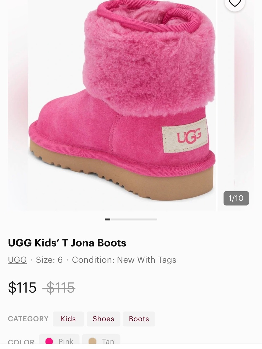 Kids Pink UGG Boot